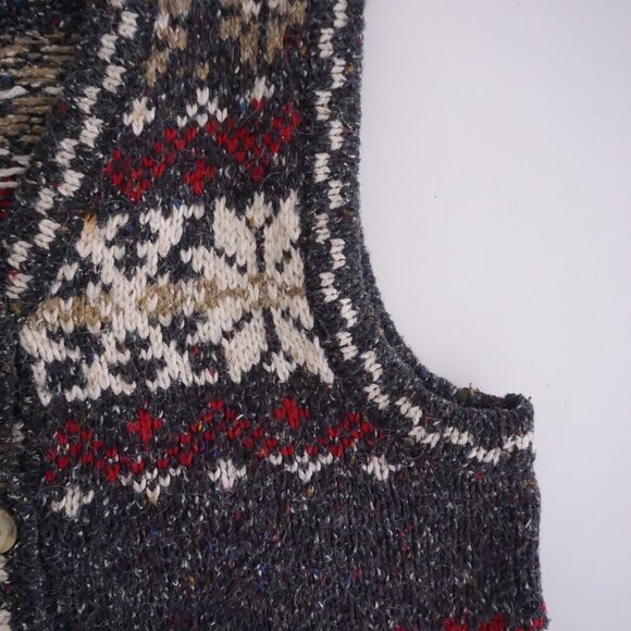 Vintage St John's Bay Grey Cream Knit Fair Isle Wool Cotton Blend Sweater Vest L - Picture 9 of 11